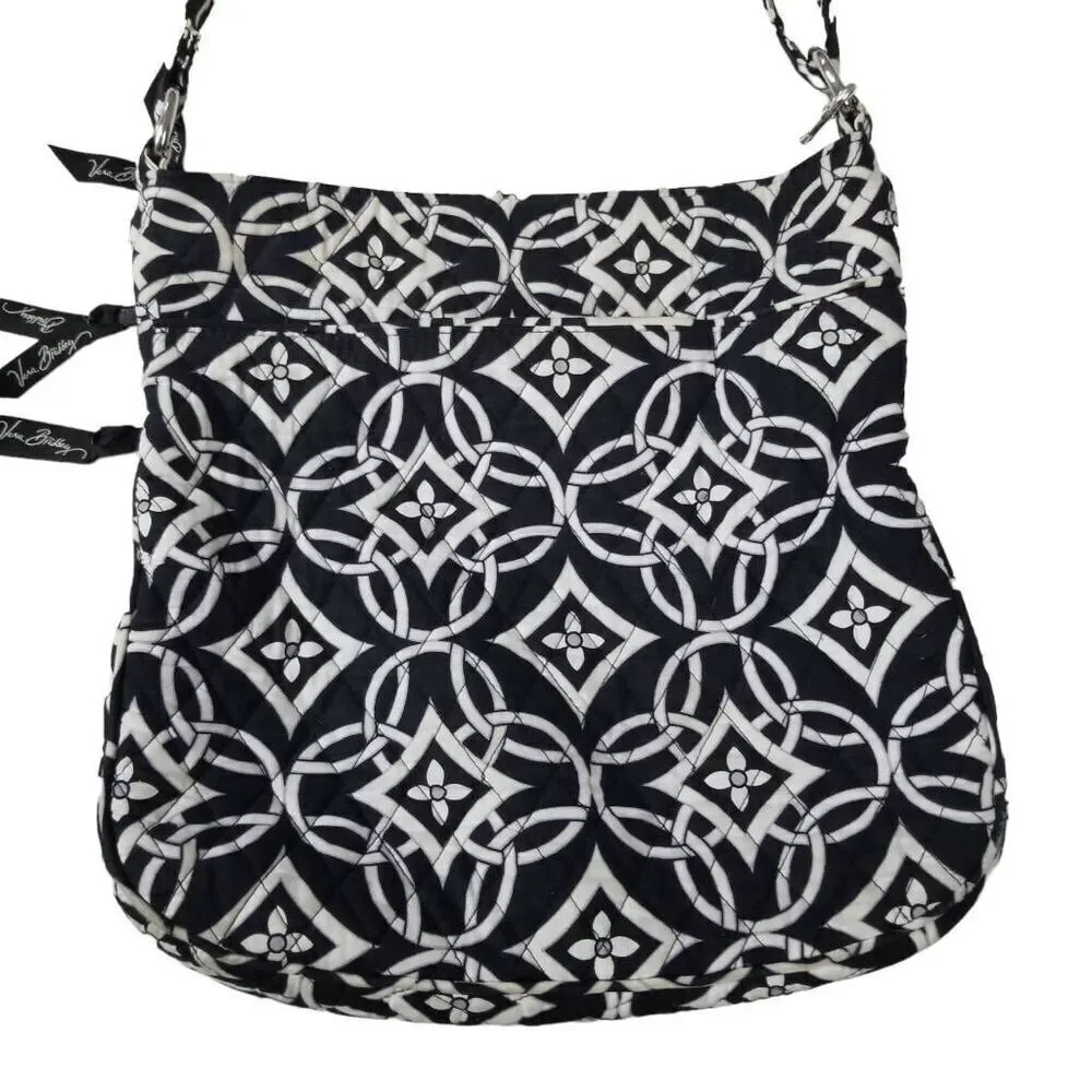 Vera Bradley Black & White Cotton Quilted Adjustable Crossbody or Shoulder Bag